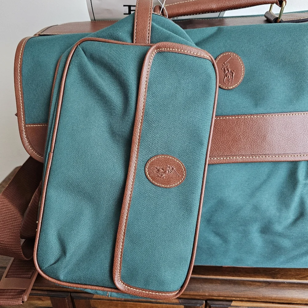 POLO RALPH LAUREN Vintage Teal Travel Weekender Bag Set New Old Stock